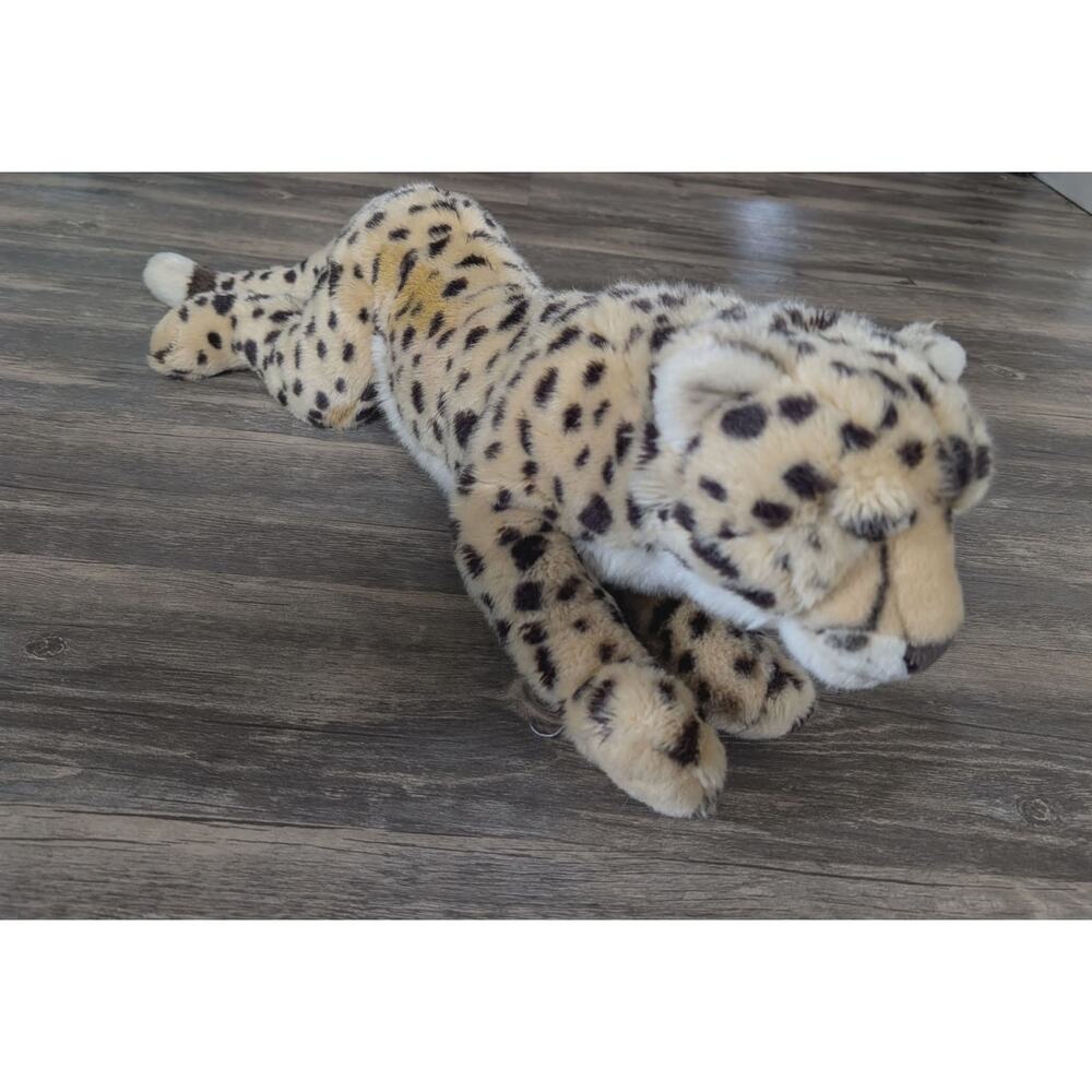 FAO Schwarz Golden Black Spotted Cheetah Stuffed Animal Plush 31" Ultra Soft